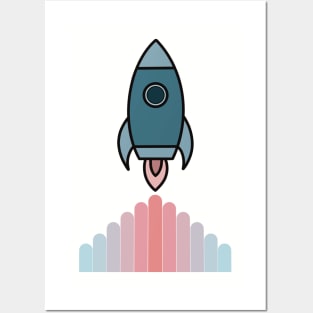 Pastel Rocket Ship Posters and Art